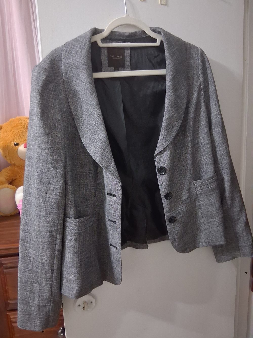 The Limited Gray Textured Shawl Collar Blazer Jacket